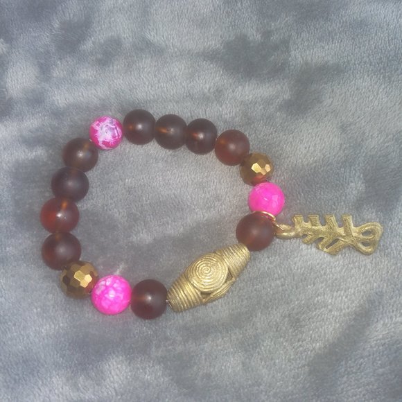 Handmade Gemstone Beads Bracelet Pink - Picture 3 of 3